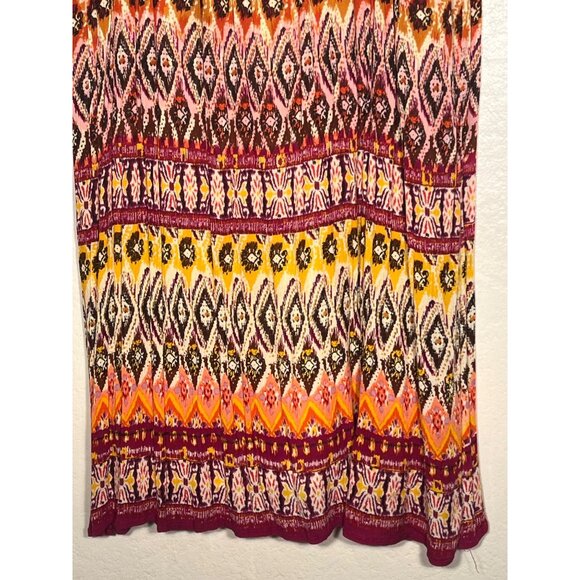 chaudry kc XL Crinkle Peasant Gipsy Skirt Orange/Pink/Yellow Boho Y2K Career - Picture 6 of 15